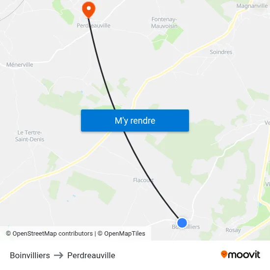 Boinvilliers to Perdreauville map