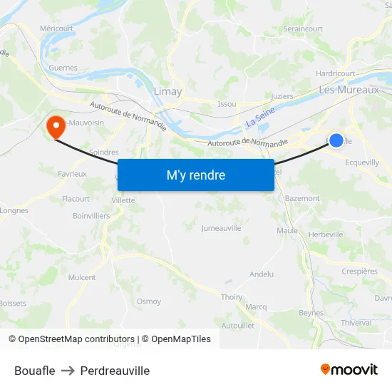Bouafle to Perdreauville map