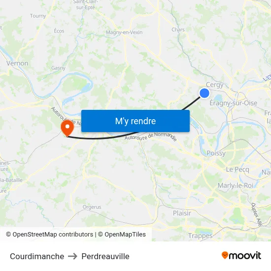 Courdimanche to Perdreauville map