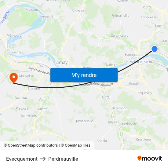 Evecquemont to Perdreauville map