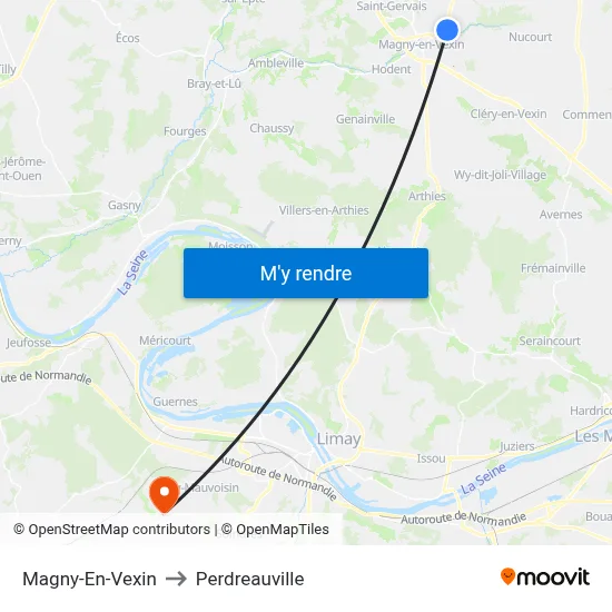 Magny-En-Vexin to Perdreauville map