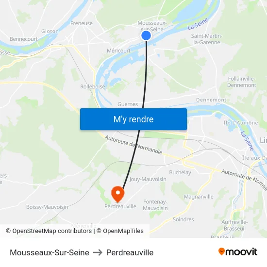 Mousseaux-Sur-Seine to Perdreauville map
