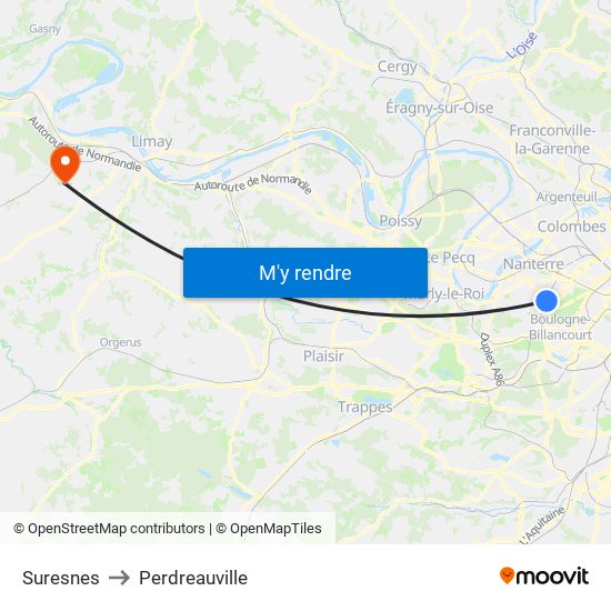 Suresnes to Perdreauville map