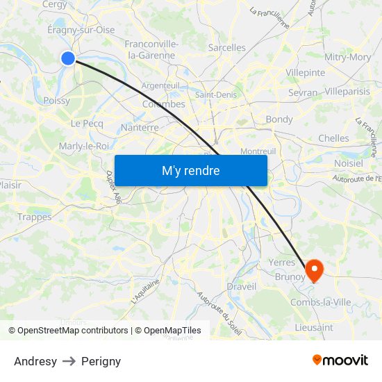 Andresy to Perigny map
