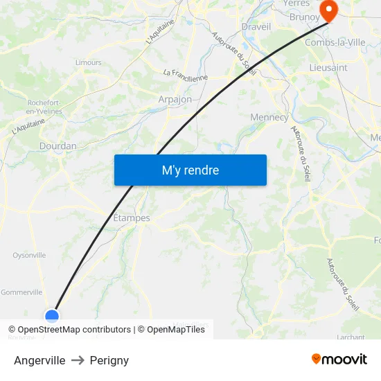 Angerville to Perigny map