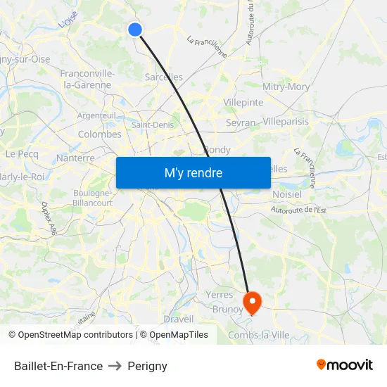 Baillet-En-France to Perigny map