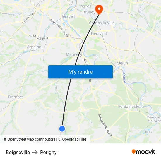 Boigneville to Perigny map