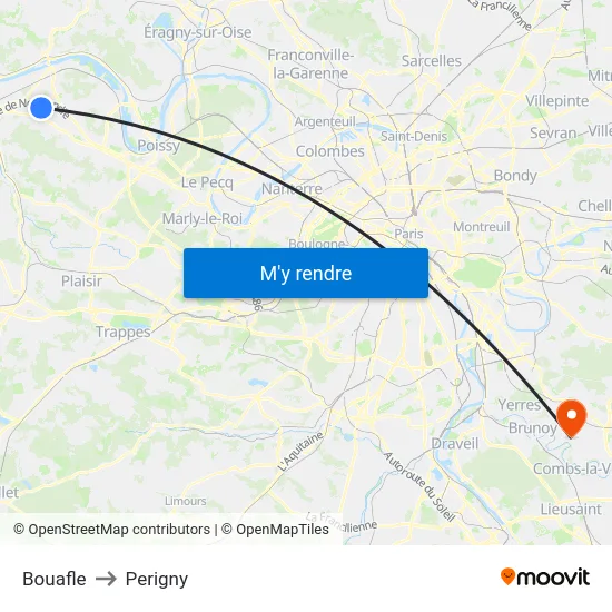 Bouafle to Perigny map