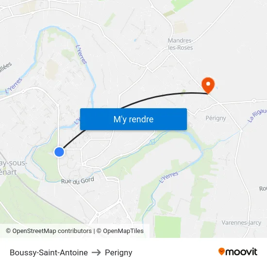 Boussy-Saint-Antoine to Perigny map