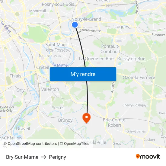 Bry-Sur-Marne to Perigny map