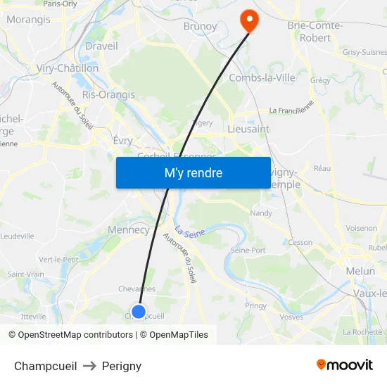 Champcueil to Perigny map