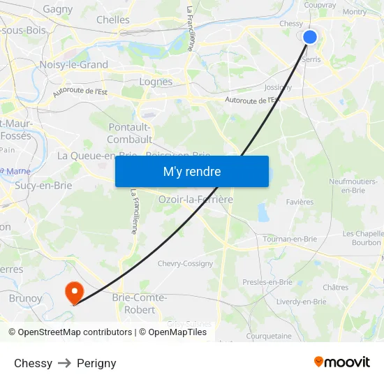 Chessy to Perigny map