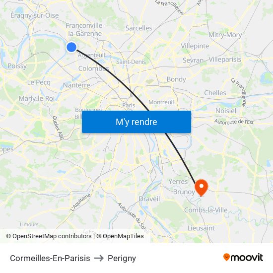 Cormeilles-En-Parisis to Perigny map