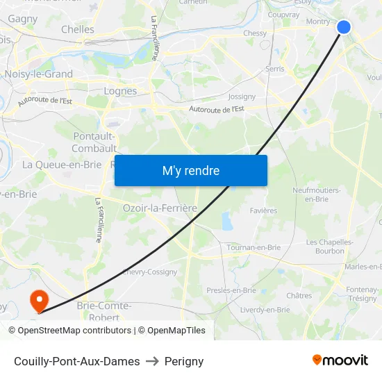 Couilly-Pont-Aux-Dames to Perigny map