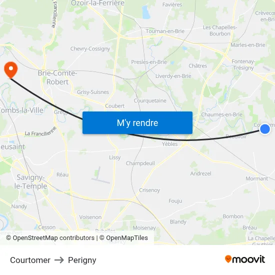 Courtomer to Perigny map