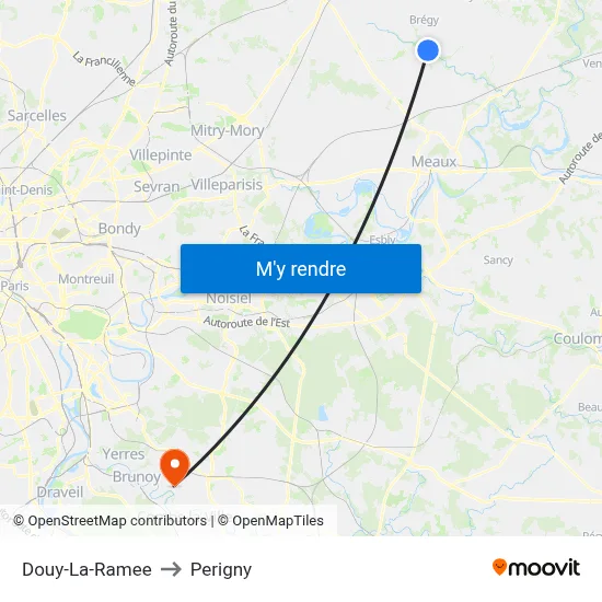 Douy-La-Ramee to Perigny map