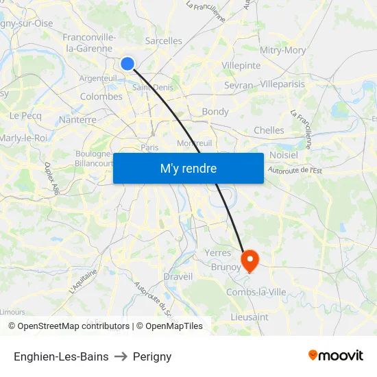 Enghien-Les-Bains to Perigny map