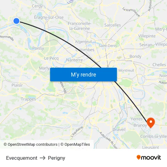 Evecquemont to Perigny map