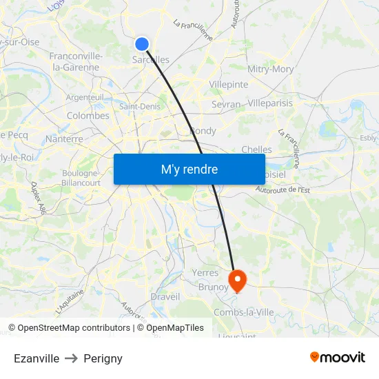 Ezanville to Perigny map