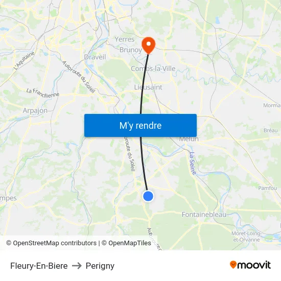 Fleury-En-Biere to Perigny map