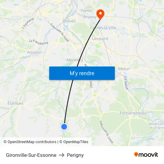 Gironville-Sur-Essonne to Perigny map