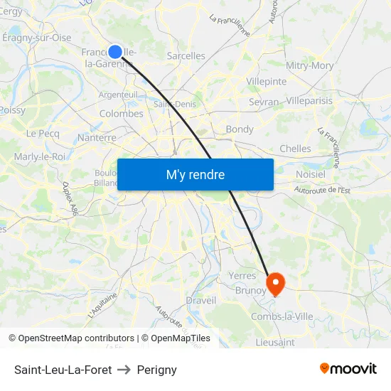 Saint-Leu-La-Foret to Perigny map