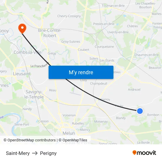 Saint-Mery to Perigny map
