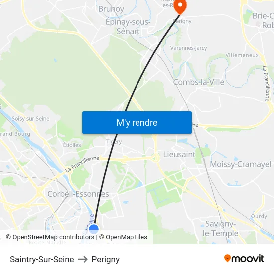 Saintry-Sur-Seine to Perigny map