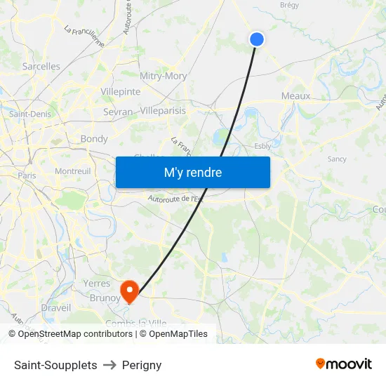 Saint-Soupplets to Perigny map