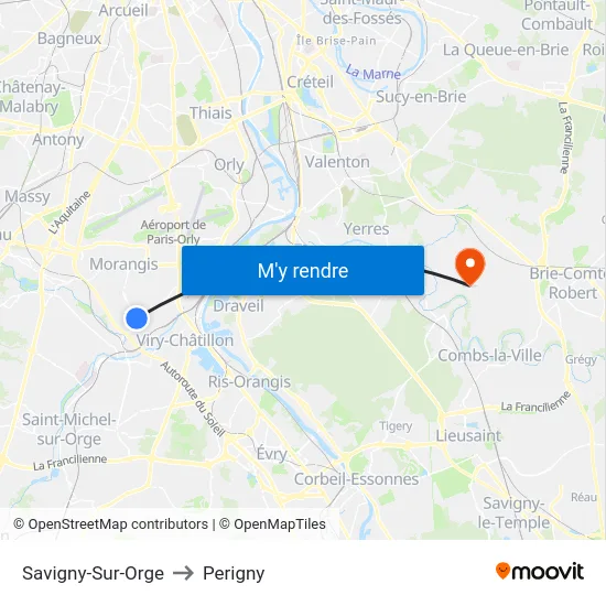 Savigny-Sur-Orge to Perigny map