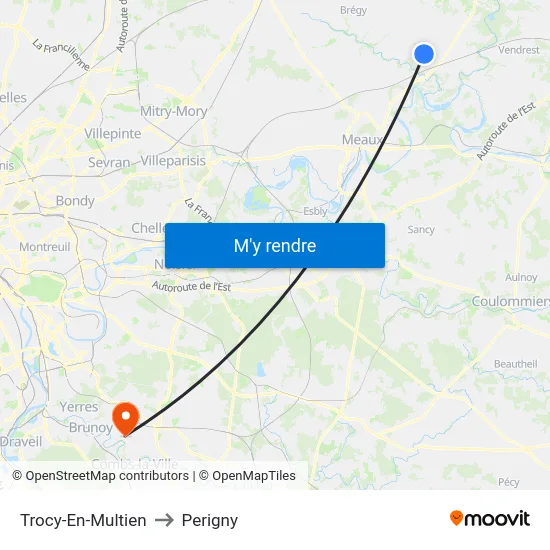 Trocy-En-Multien to Perigny map
