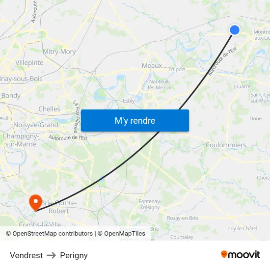 Vendrest to Perigny map