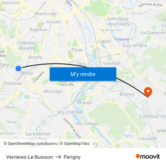 Verrieres-Le-Buisson to Perigny map
