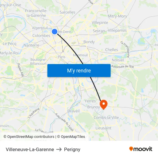 Villeneuve-La-Garenne to Perigny map