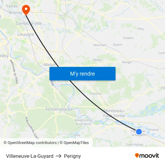 Villeneuve-La-Guyard to Perigny map