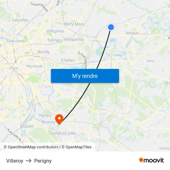 Villeroy to Perigny map