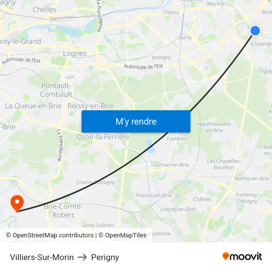 Villiers-Sur-Morin to Perigny map
