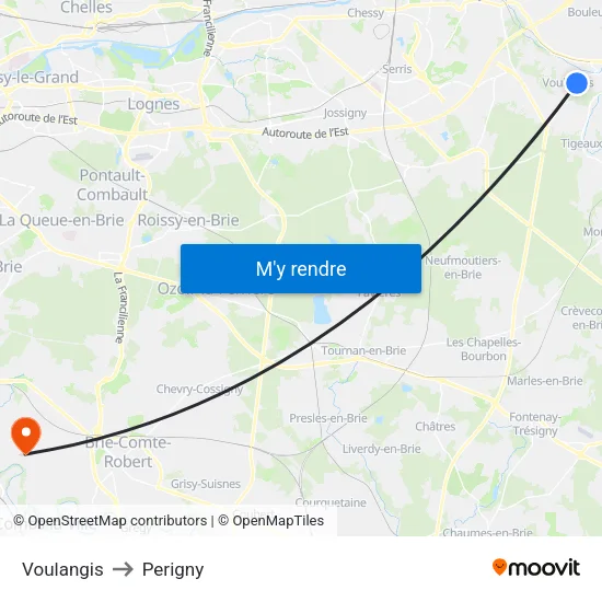 Voulangis to Perigny map
