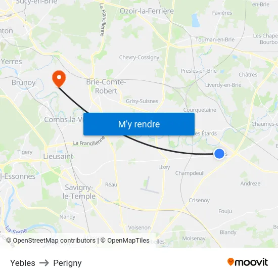 Yebles to Perigny map