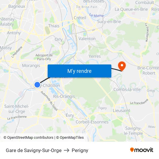 Gare de Savigny-Sur-Orge to Perigny map