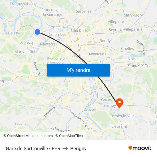 Gare de Sartrouville - RER to Perigny map