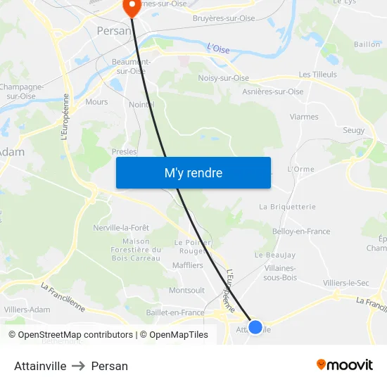 Attainville to Persan map