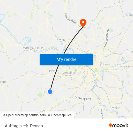 Auffargis to Persan map