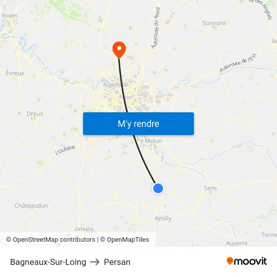 Bagneaux-Sur-Loing to Persan map