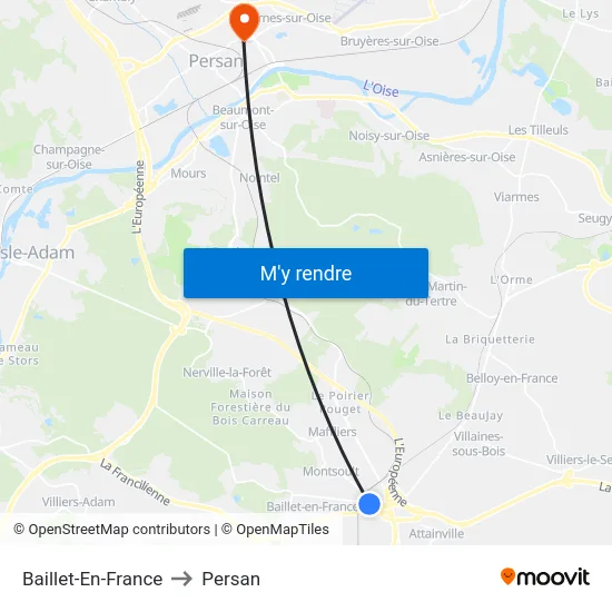 Baillet-En-France to Persan map