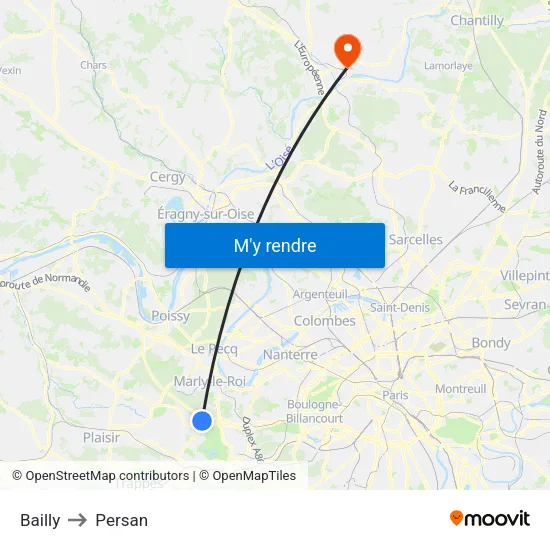 Bailly to Persan map