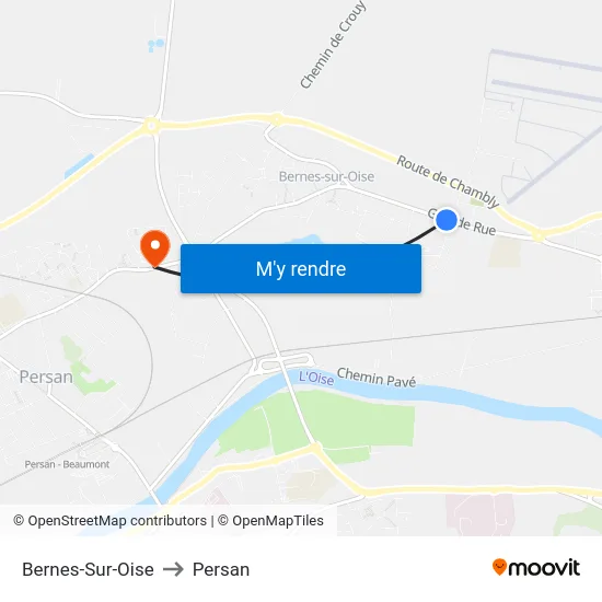 Bernes-Sur-Oise to Persan map