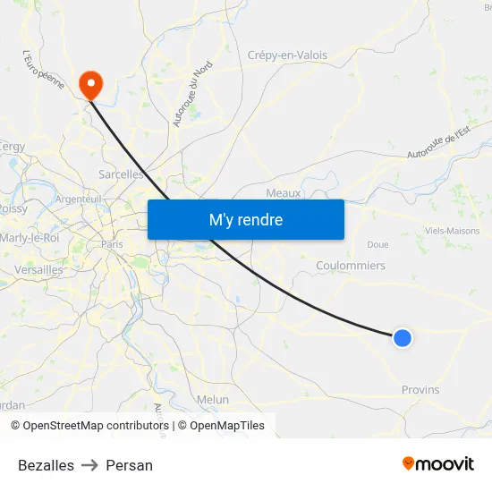 Bezalles to Persan map