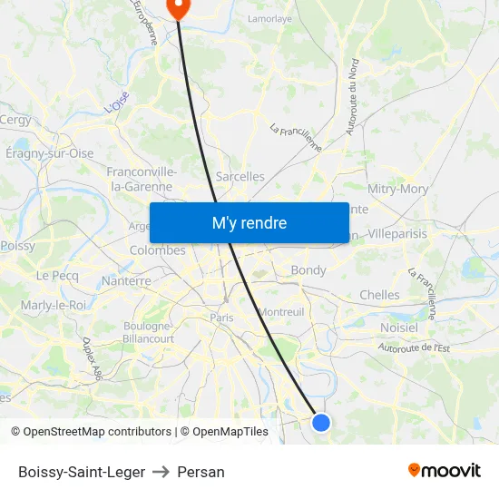 Boissy-Saint-Leger to Persan map