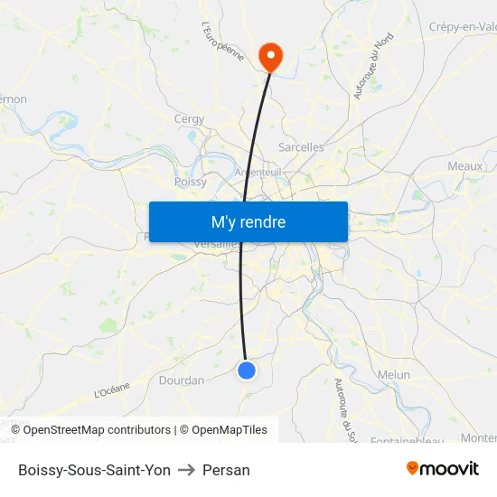 Boissy-Sous-Saint-Yon to Persan map